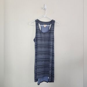 Elegant Blue Patterned Sleeveless Dress
